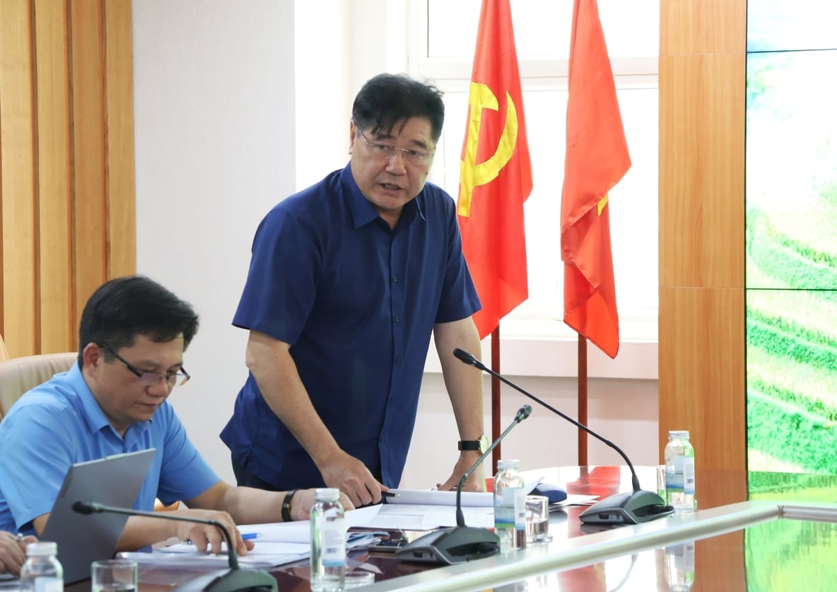 PGS.TS Lê Quốc Thanh, Giám đốc Trung tâm Khuyến nông quốc gia trình bày dự thảo đề án. Ảnh: Trung Nguyên.