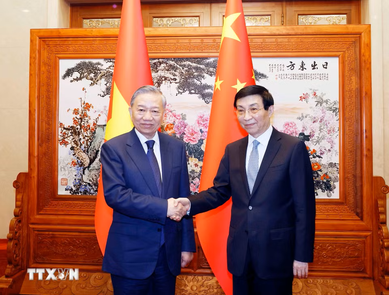 Tổng Bí thư, Chủ tịch nước Tô Lâm hội kiến Chủ tịch Chính hiệp toàn quốc Trung Quốc Vương Hộ Ninh- Ảnh 1.