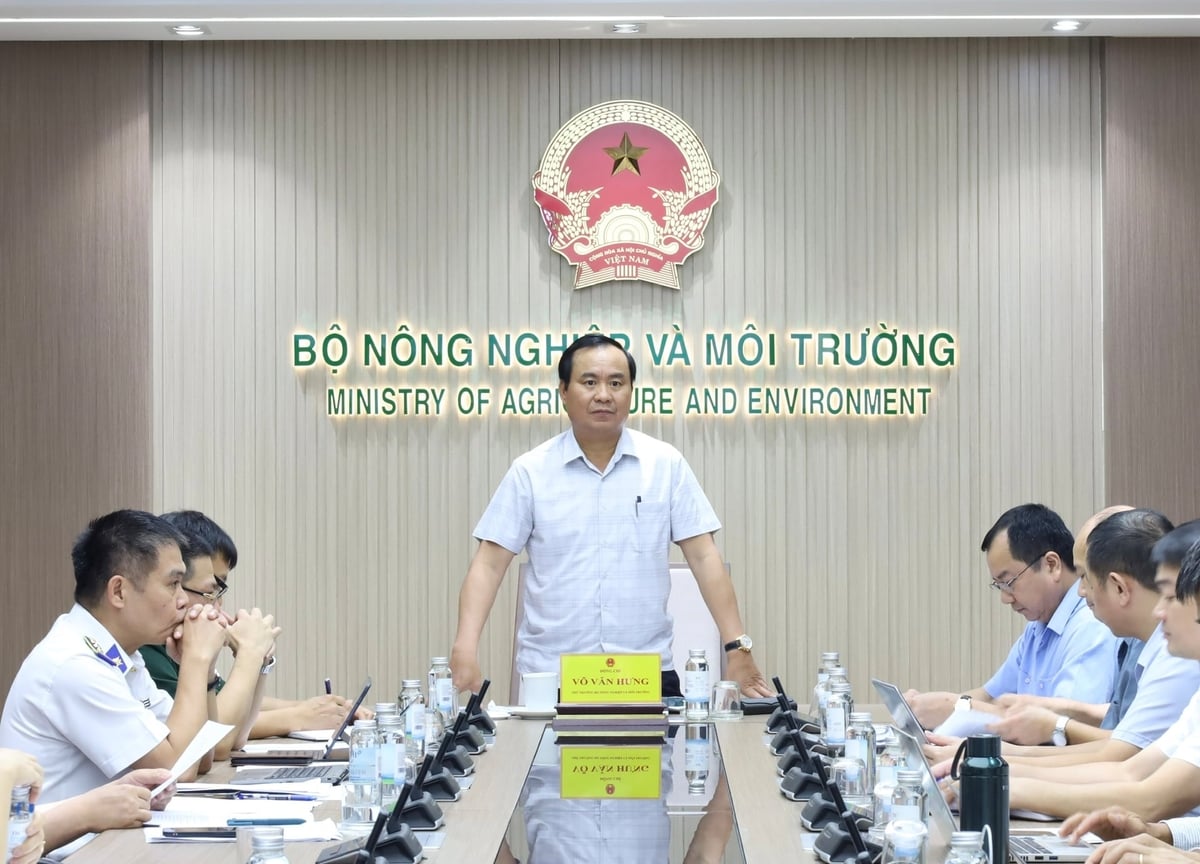 Thứ trưởng Võ Văn Hưng chủ trì phiên họp Tổ công tác liên ngành chống khai thác thủy sản bất hợp pháp, không báo cáo và không theo quy định (IUU) vào chiều 2/6. Ảnh: Hồng Ngọc.